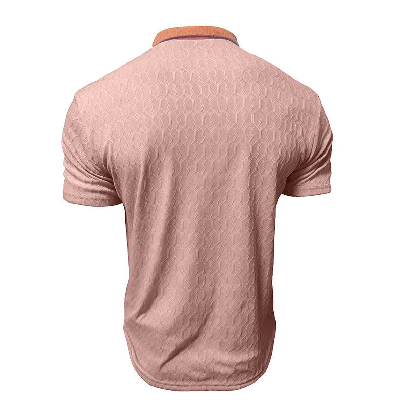 Chemise Polo Lapel Homme T-Shirt manches courtes Slit Design Loose-Fit Moisture-Wicking