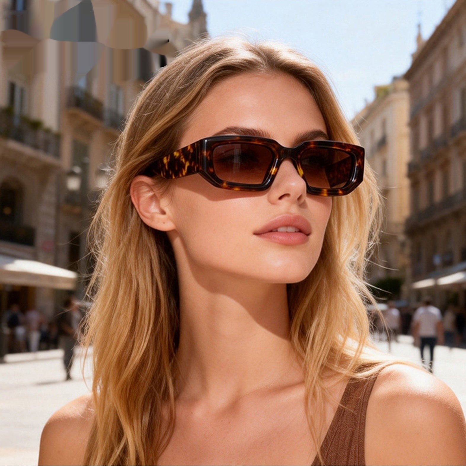 Lunettes de soleil à la mode européenne et américaine avec un cadre carré et des bras de temple larges
