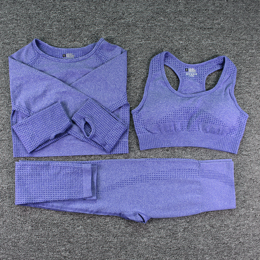 Top à manches longues et pantalons de soutien-gorge en trois pièces