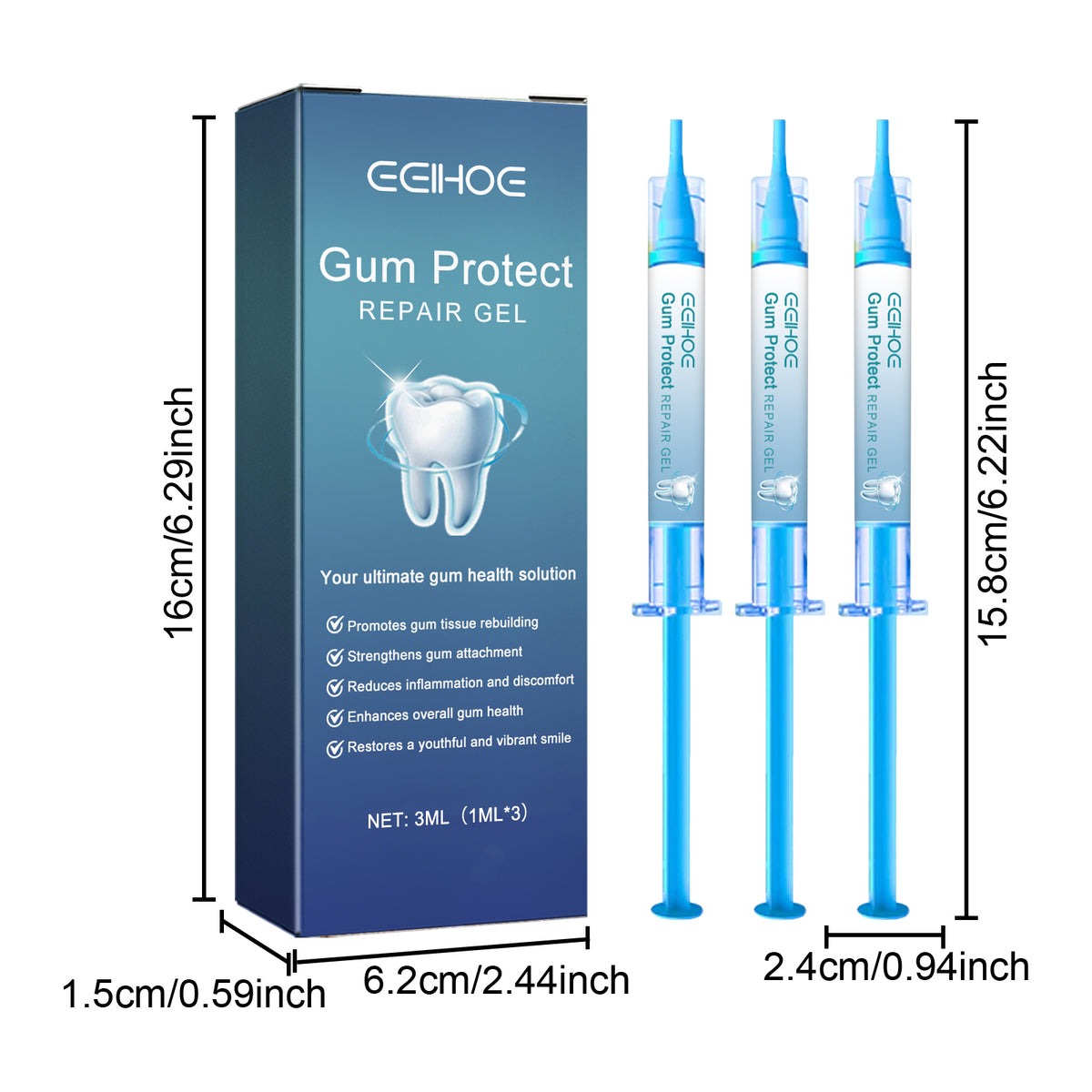 Gel apaisant de dents 3 pièces par paquet