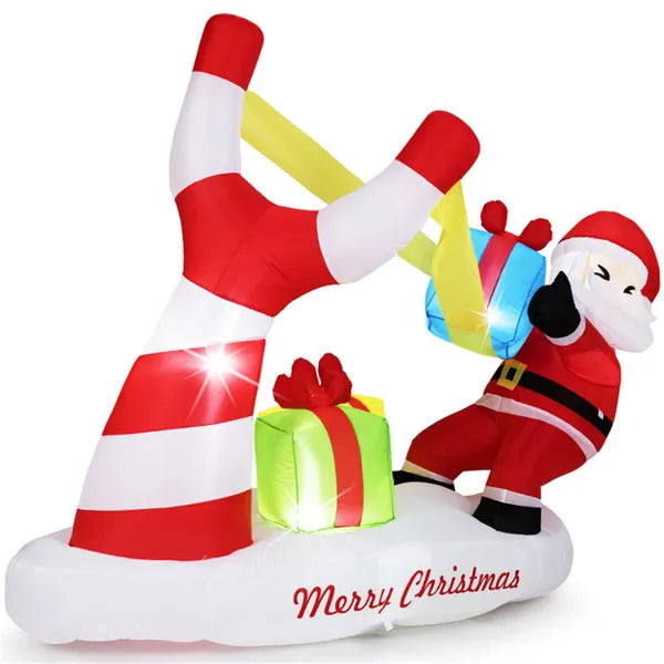 Décoration du Père Noël gonflable 7ft - 5 lumières LED intégrées 210T polyester Quick Inflati