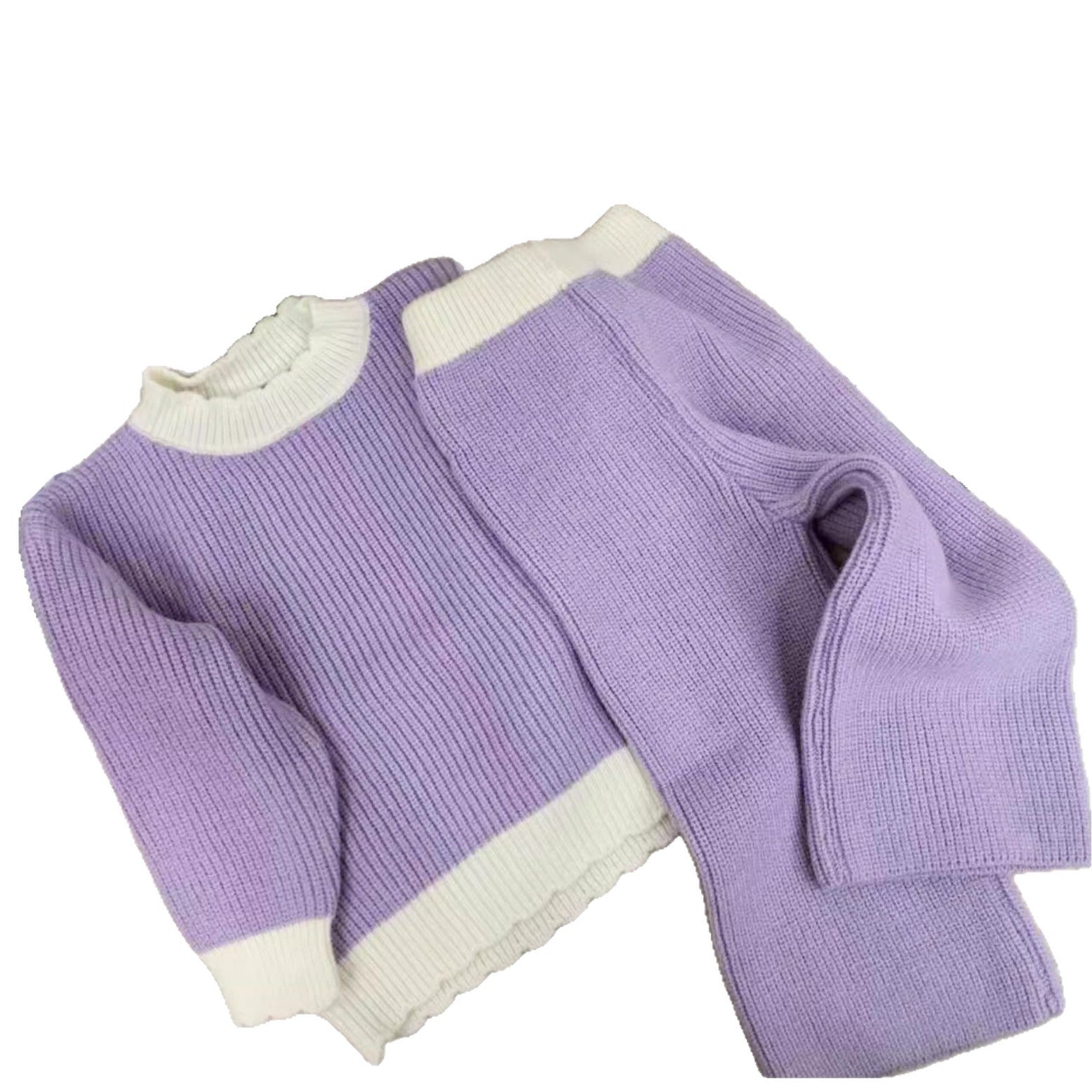 Set de sweater à volants chic tricoté top et pantalons occasionnels deux-pièces pour les enfants et Bab