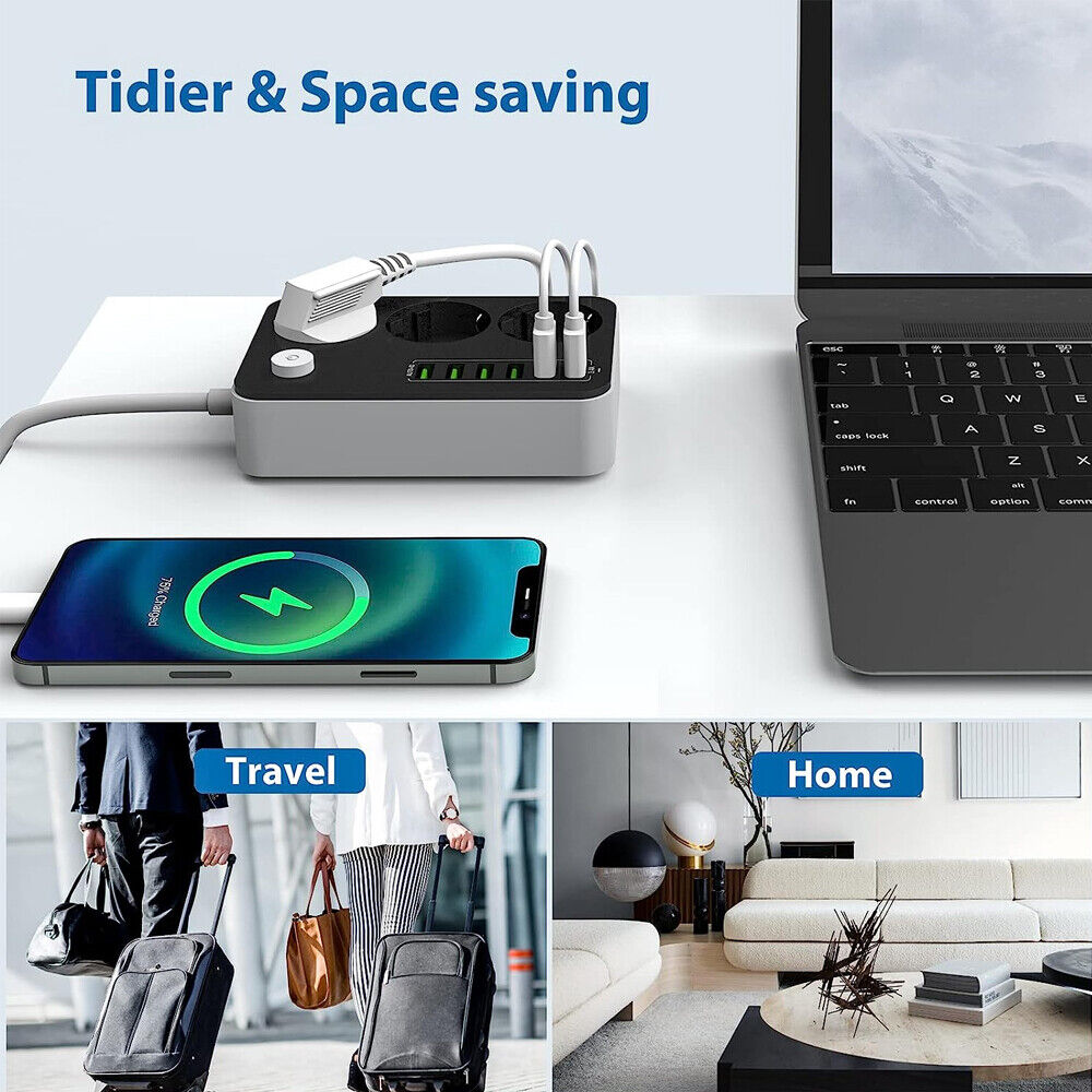 Mehrfachsteckdosenleiste Mit 3 Steckdosen Und 6 USB-Anschlssen