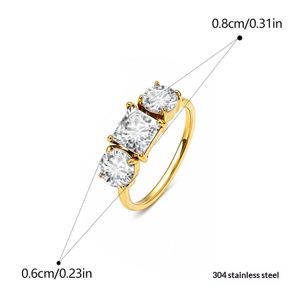 Anneau de titane en acier inoxydable Zircon pour femmes