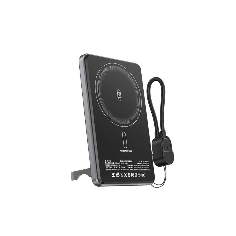 Chargeur magnétique rapide sans fil ultra-mince avec affichage double pop-up 15W et 3C C