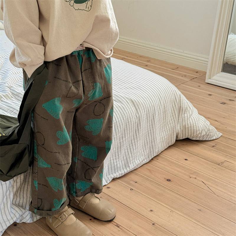 Pantalons en coton lavé pour enfants