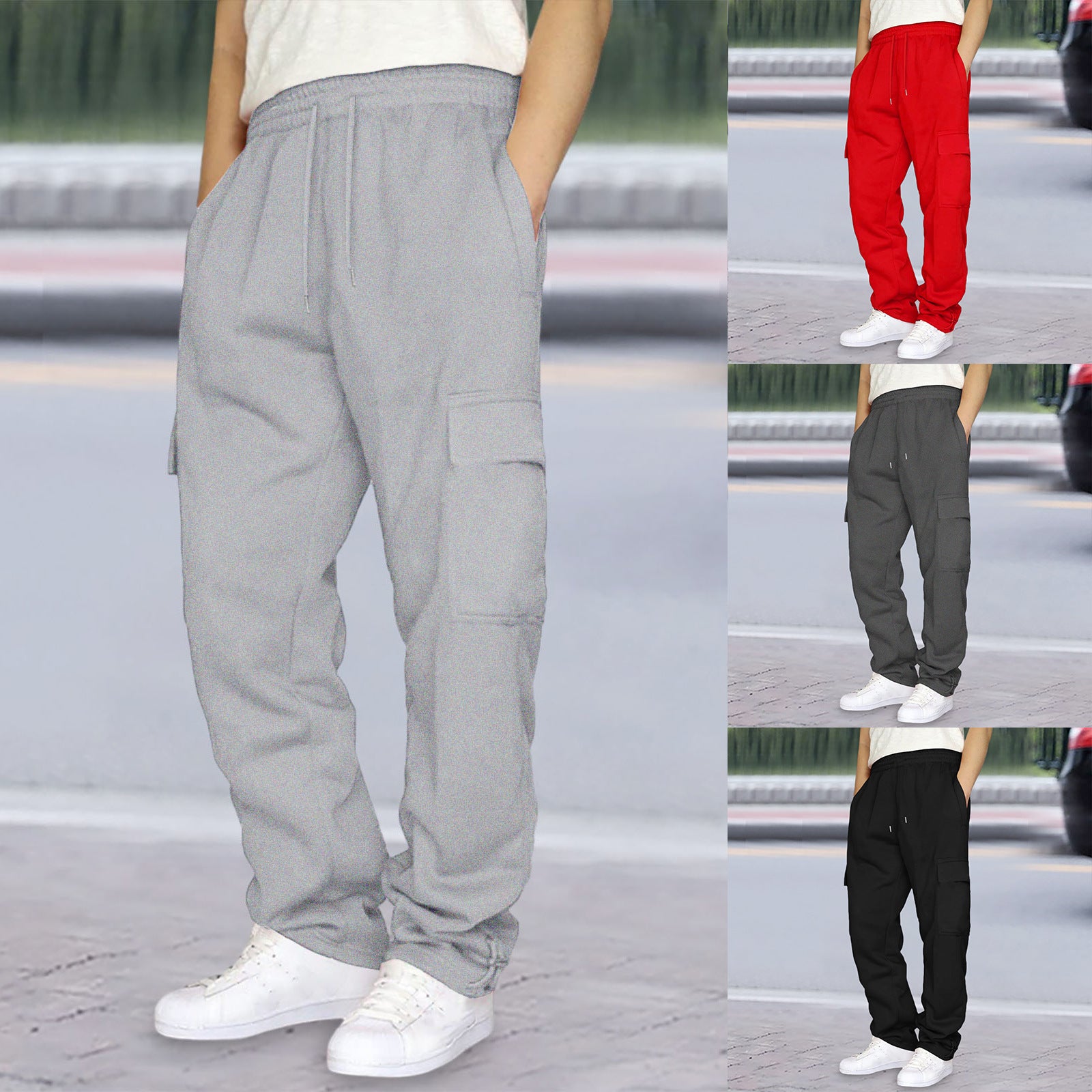 Pantalons enroulés avec de multiples poches et cordons