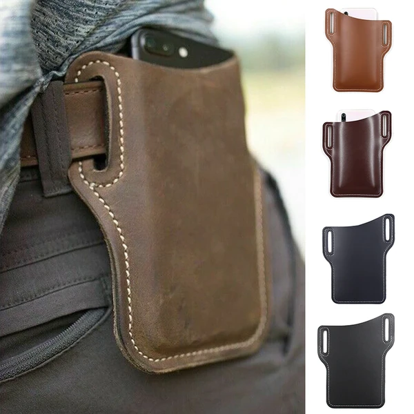 Hommes Ceinture de téléphone cellulaire Pack sac boucle Holster pochette étui en cuir