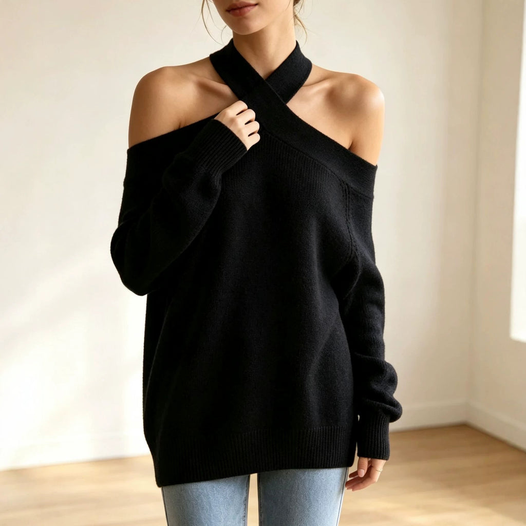 Halterneck Pull-over tricoté pour les femmes