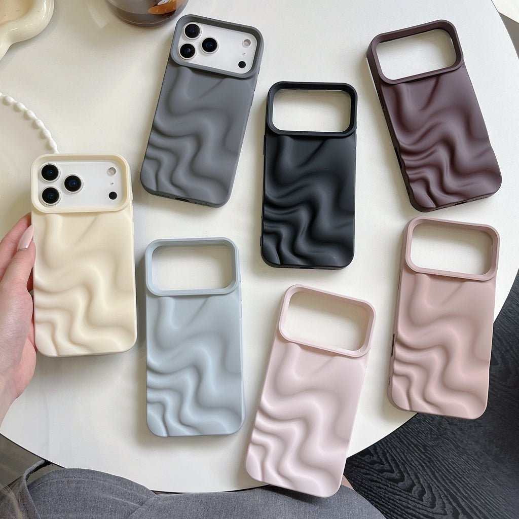 Creative Versatile Solid Couleur Irrégulier Wave Pattern Phone Case