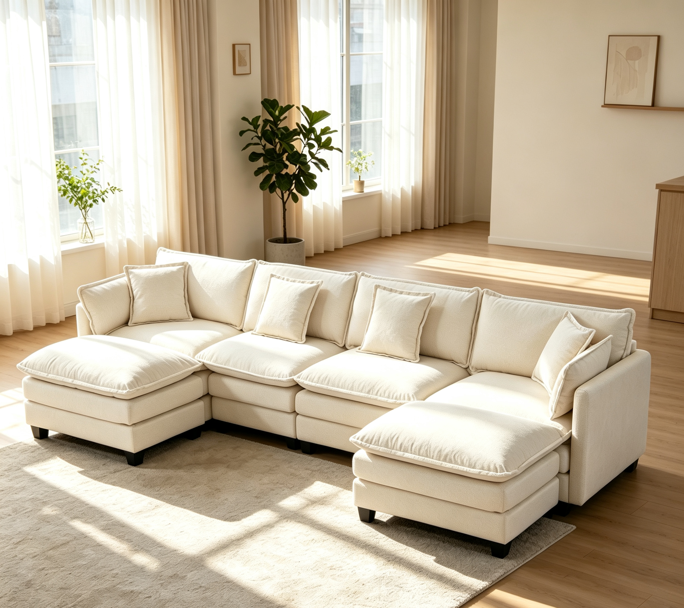 Moderne 4 places avec 2ottoman 149.61" Canapé sectionnel avec oreillers de taille