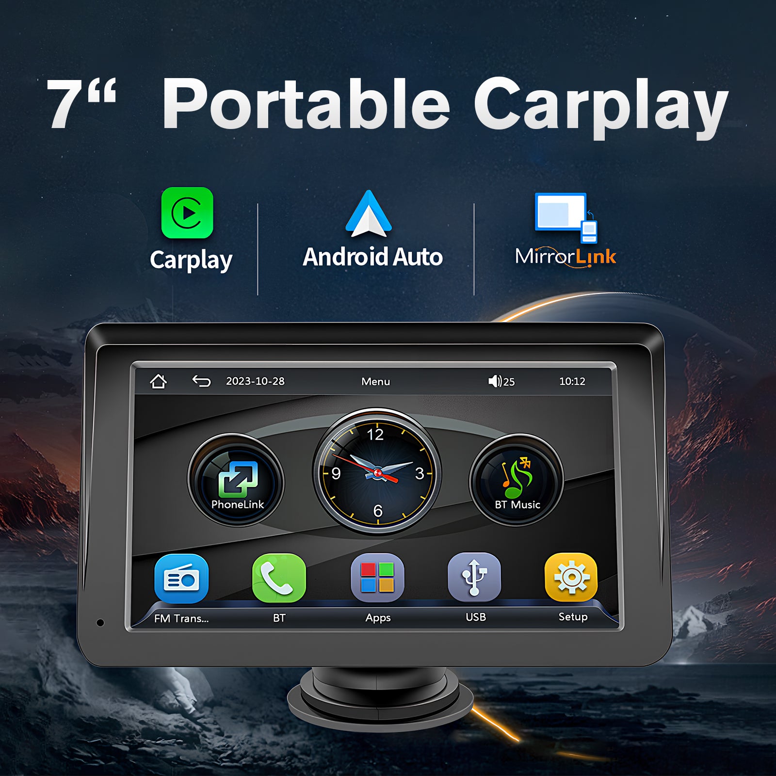 Voiture portable stéréo sans fil CarPlay et Android Auto