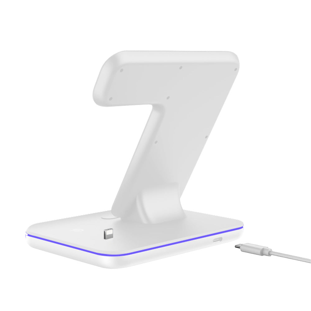 Chargeur vertical de radiotéléphonie mobile sans fil à trois en un