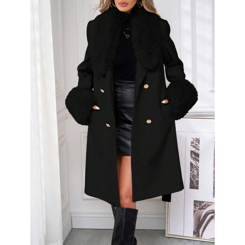 Élégant manteau de tranchée à deux seins avec une ceinture de cravate