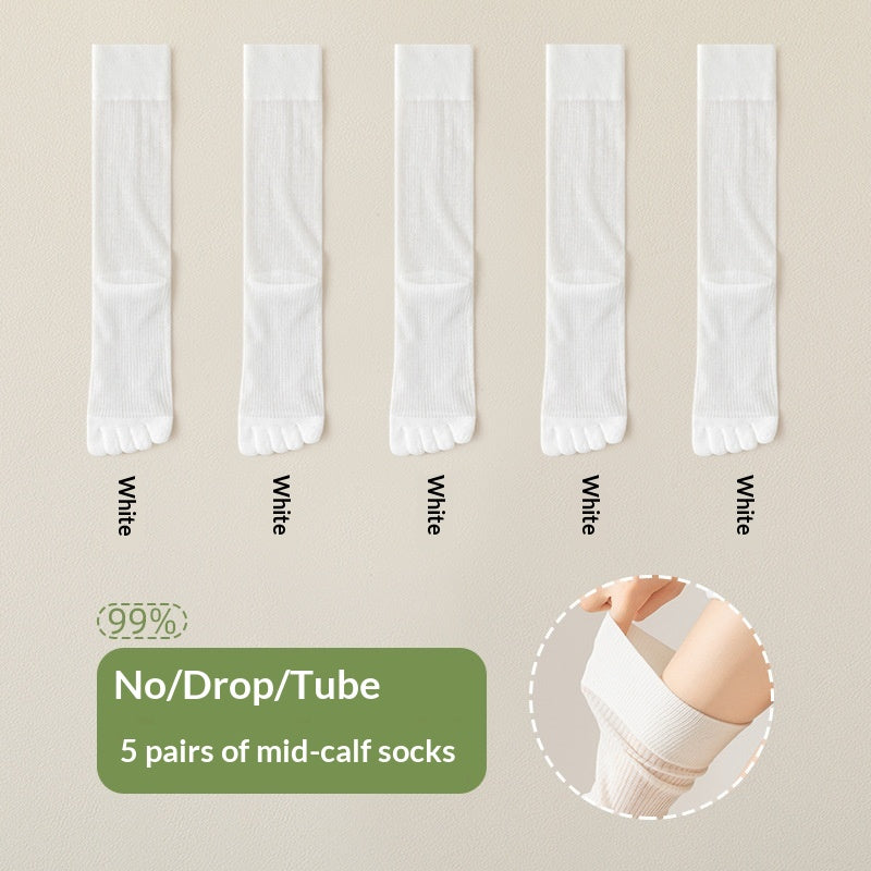 Chaussettes cinq orteils pour les femmes Été mince mi-calf Chaussettes absorbante et déodorante