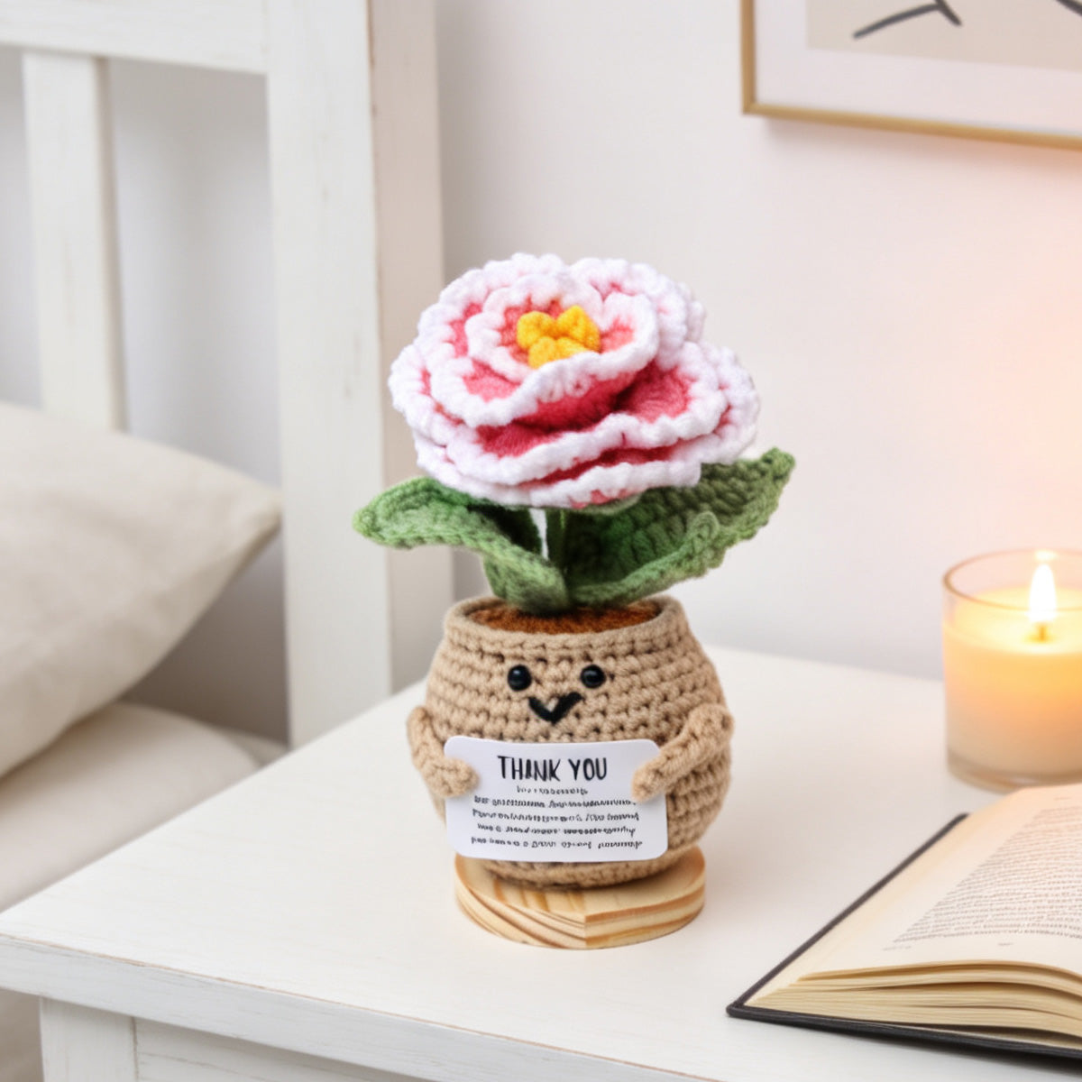 Crochet fait main fleur en pot