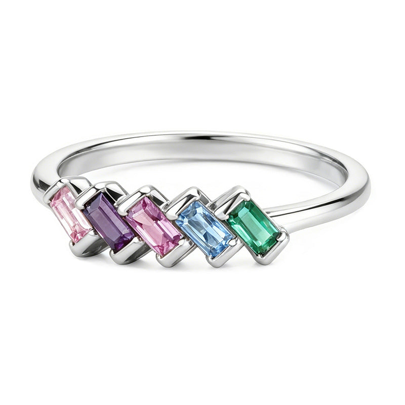 Anneau de naissance de couleur carrée mode