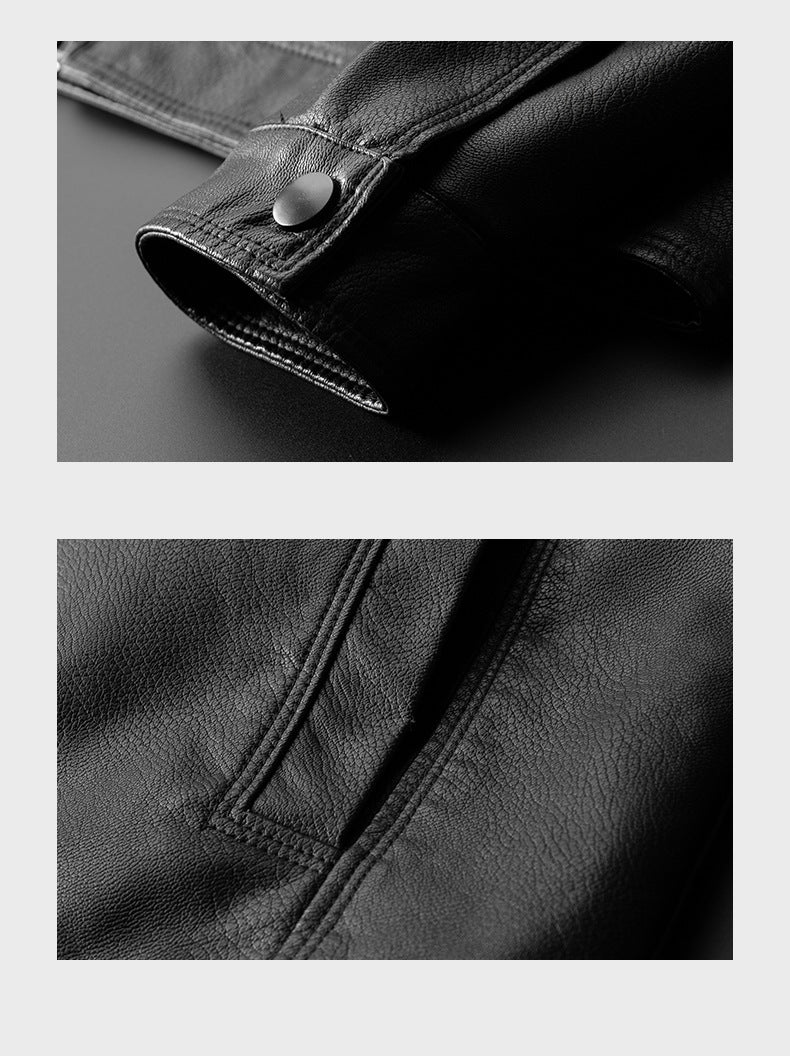 Veste de motard en cuir PU pour hommes