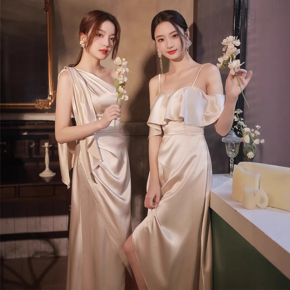 Robe simple et légère de groupe de Soeurs Satinées de luxe