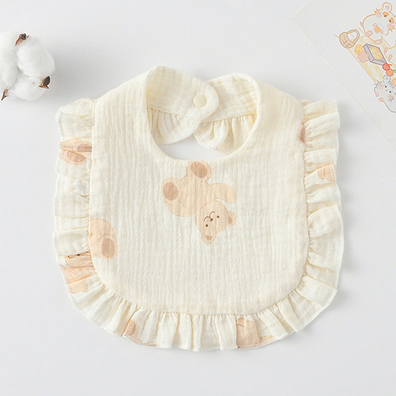 Bébé Bib Rufflé coton imprimé Gauze Dentelle Bib