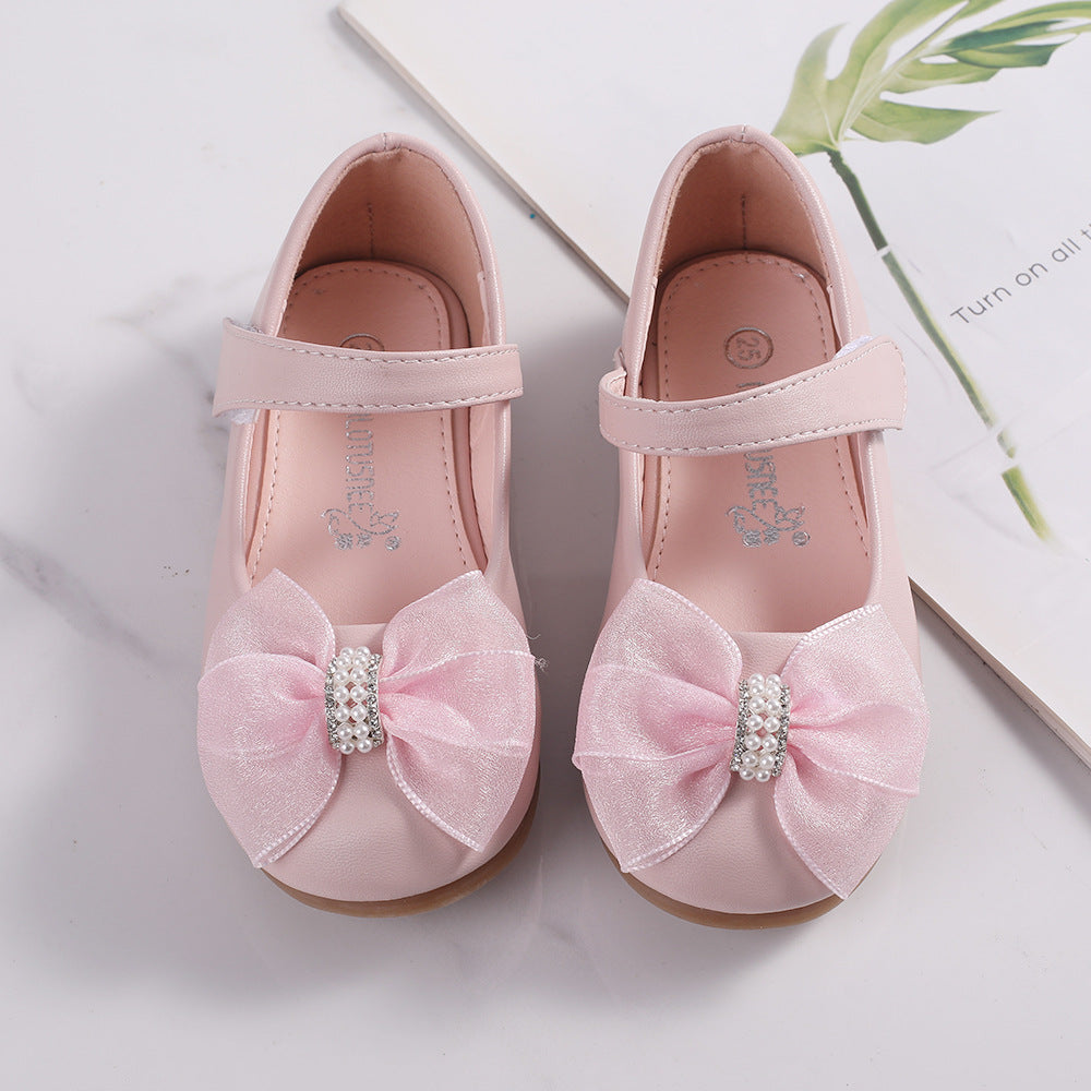 Chaussures Princesse PU en cuir Bow Flower Girl