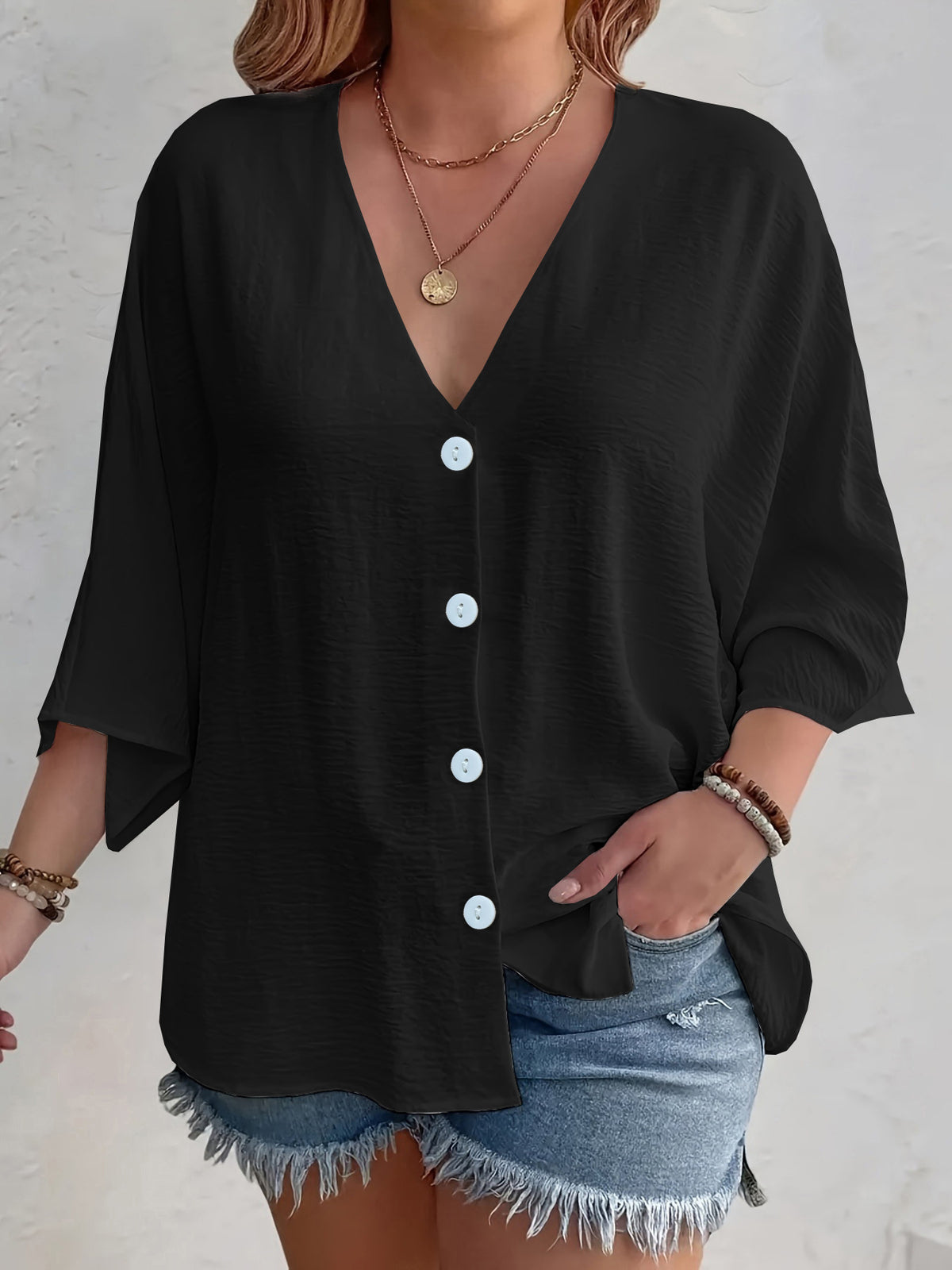 Printemps et automne Station indépendante européenne et américaine Amazon Vêtements pour femmes V-Neck