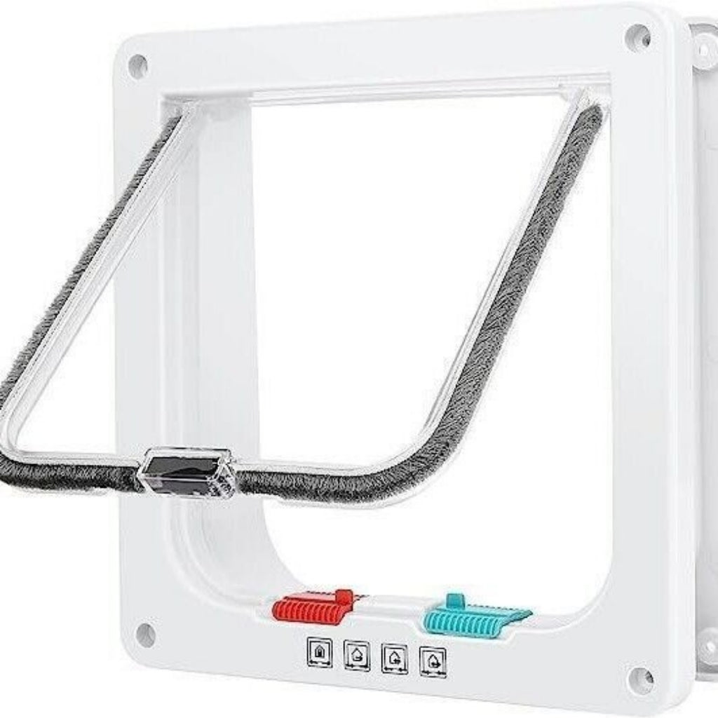 XL Pet Door 4 Way Locking Small Medium Large Cat Flap Magnétique White Frame