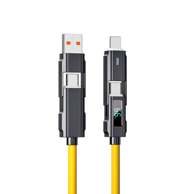 Super Fast Charge Portable PD27W100W Silicone LED affichage numérique à deux brins deux câble de données