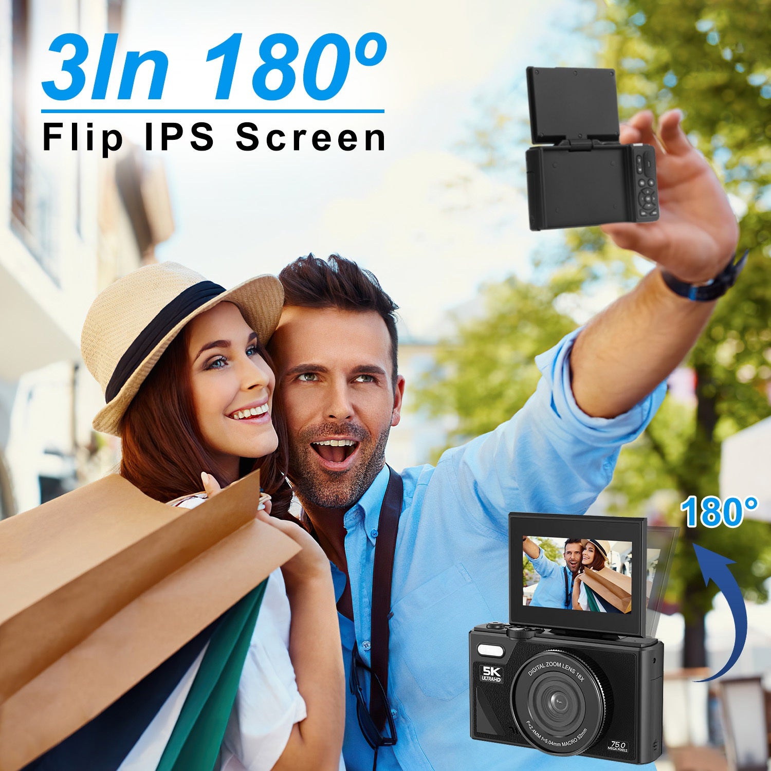 1Pc 5K 75MP Caméra numérique pour la photographie Anti Shake WiFi Vlogging Caméra vidéo avec 9 Sh