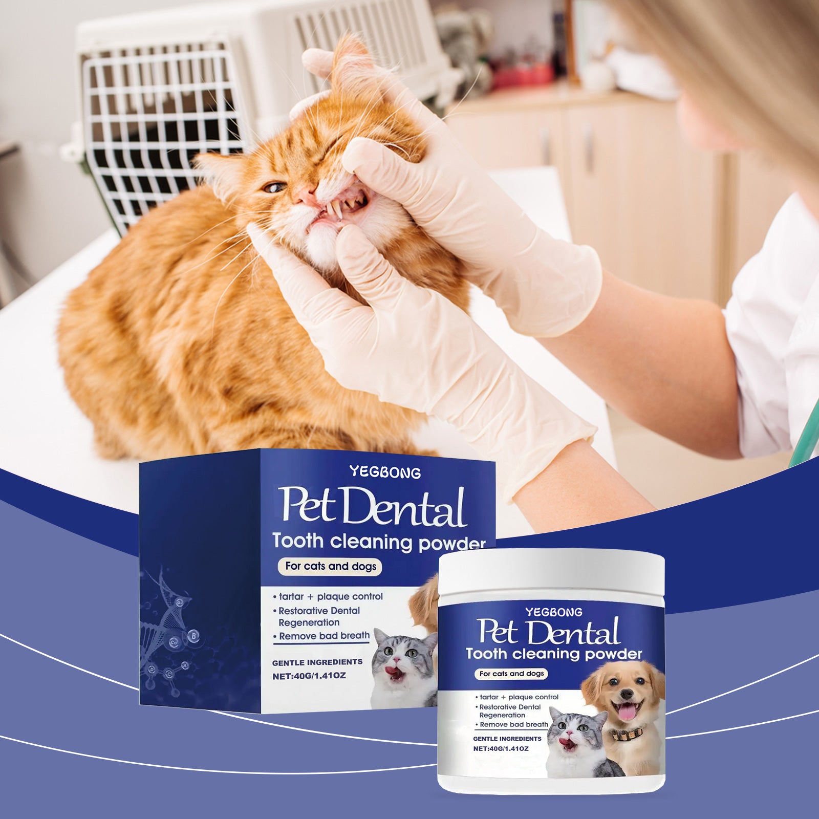 Poudre de nettoyage des dents des animaux de compagnie