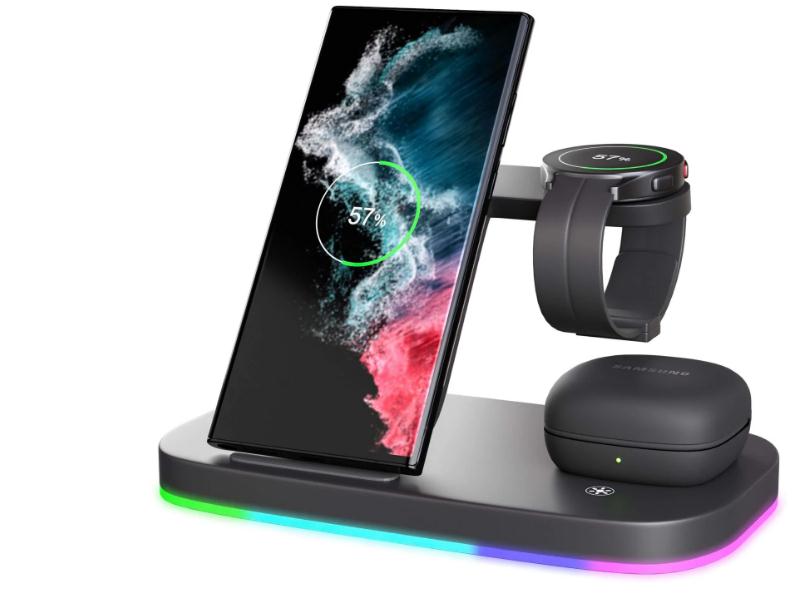 Chargeur sans fil vertical Dock sans fil 3in1 Support de recharge pour casque portable
