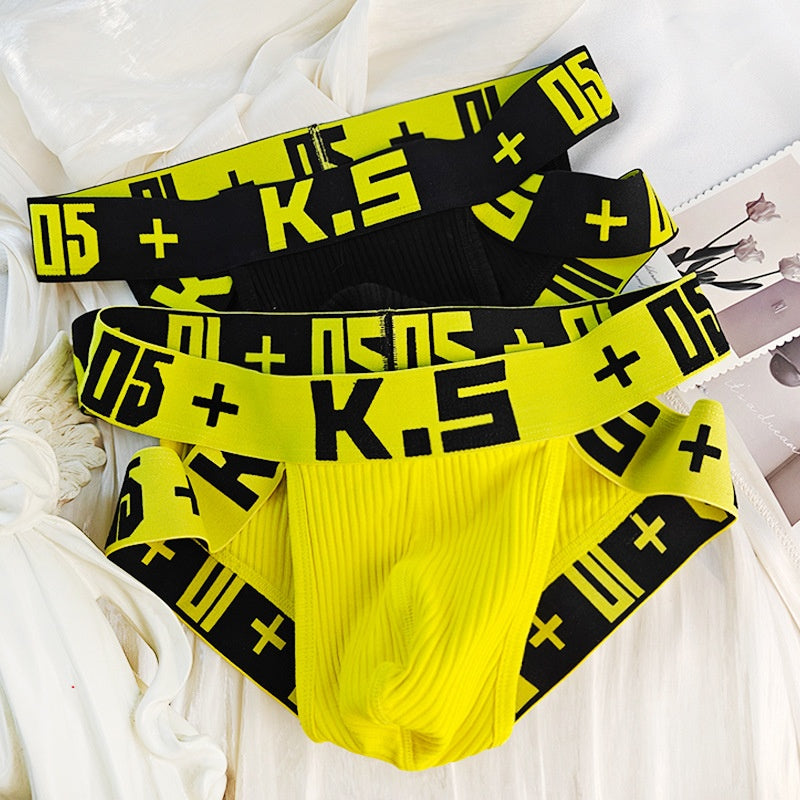 Slips de sport en coton côtelé haute coupe pour hommes