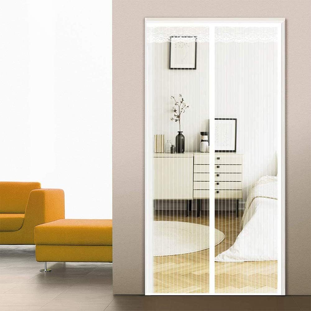 90 X 210 Cm Rideau magnétique blanc avec ruban adhésif pour portes et passerelles—Party Accesso