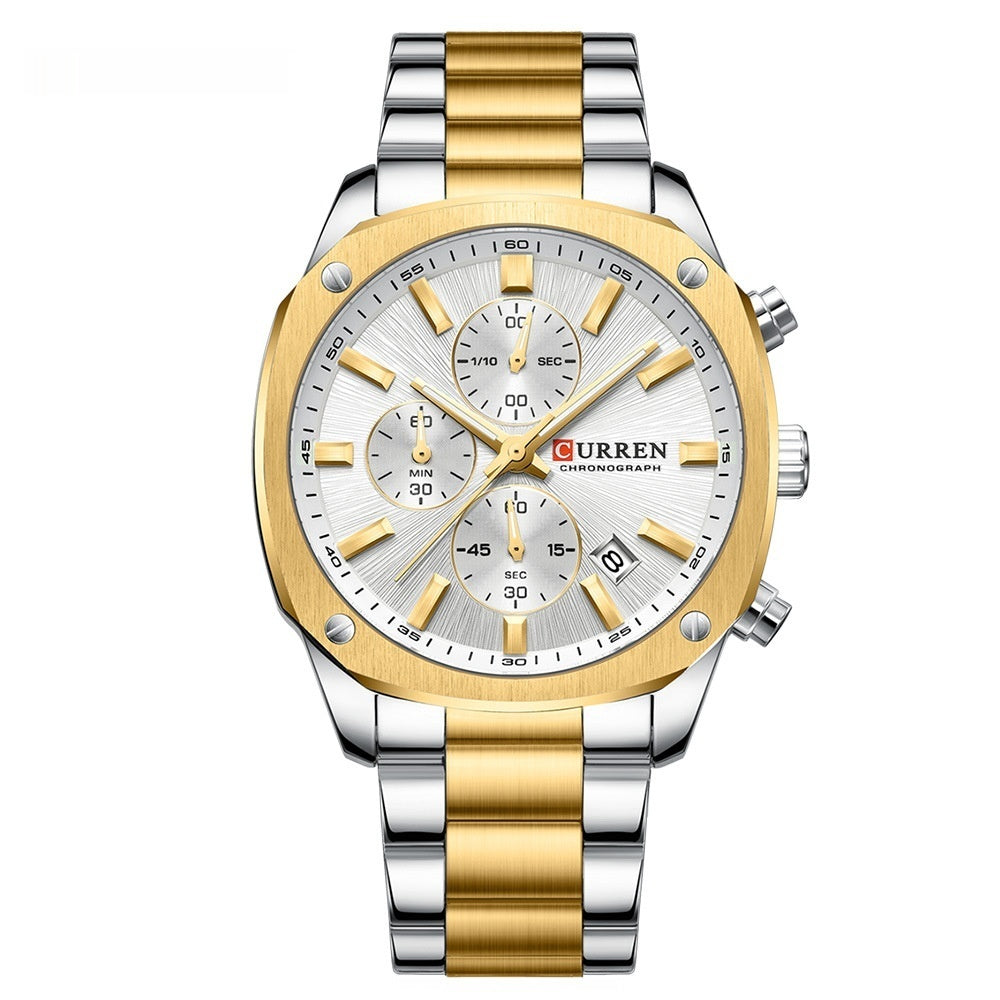 Montre homme d'affaires étanche à six mains avec un calendrier