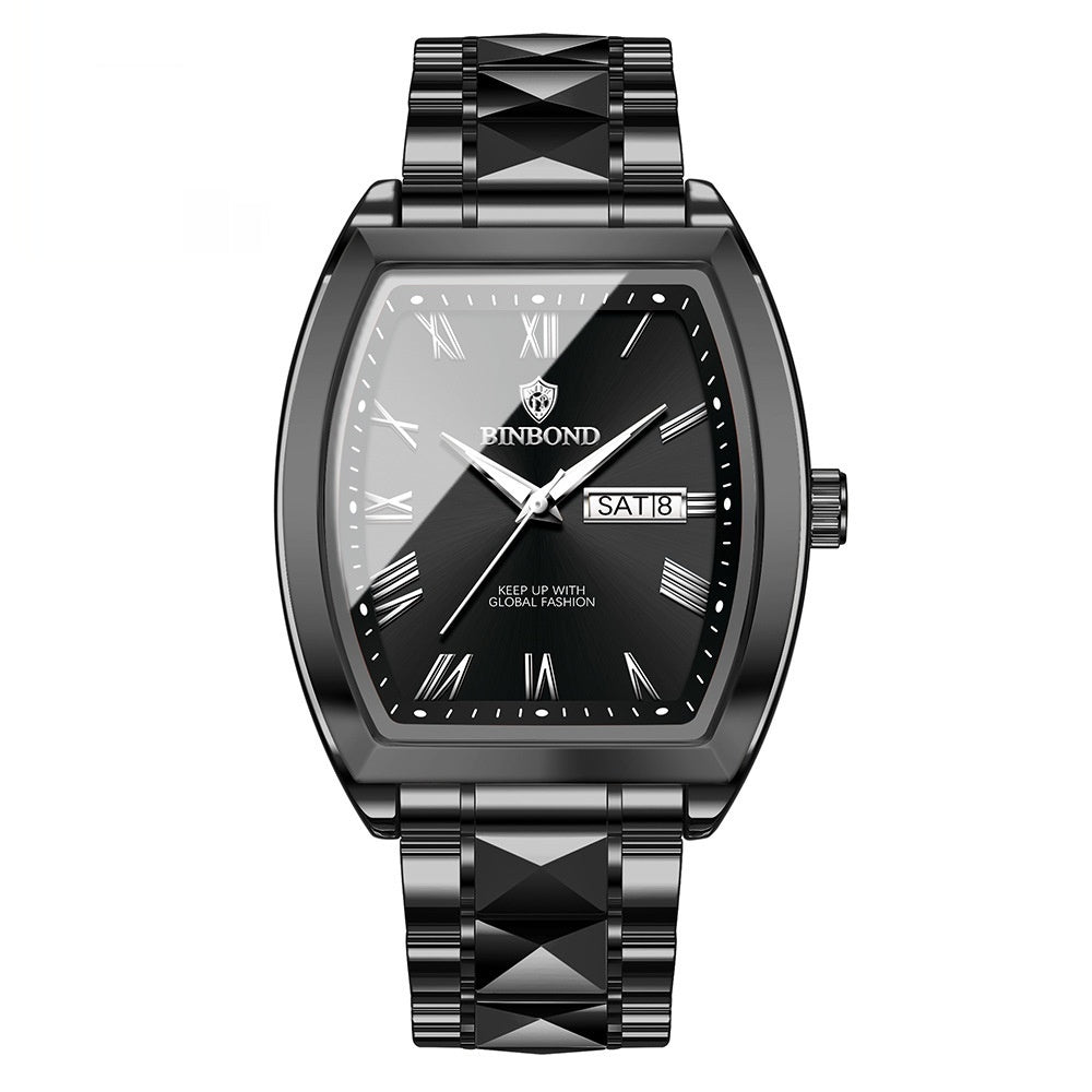 Dual Calendar pour hommes Montre à quartz lumineux