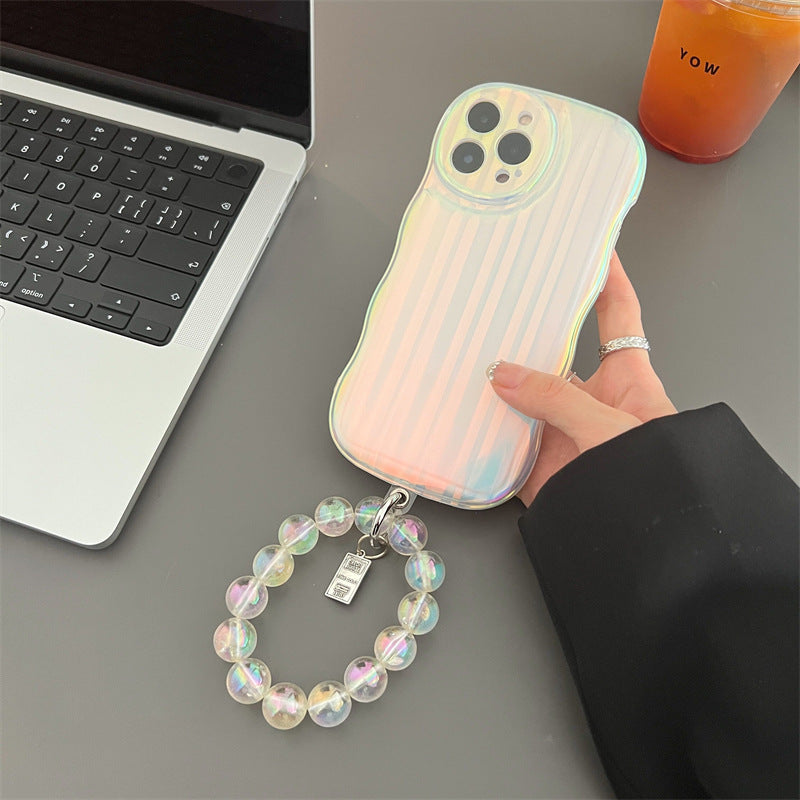 Laser Wave Silicone boîtier de téléphone Gradient Laser bandes boîtier bracelet pour 14 13 12 11 Pro Ma
