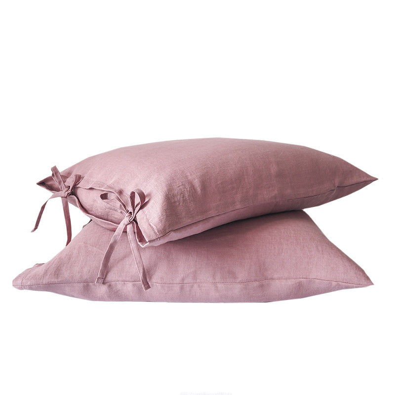 Linen Pillow with Tie Straps Spring/Summer Solid Color