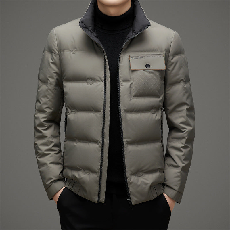Collier de stand d'hiver homme court épaissé chaud veste en bas extérieur