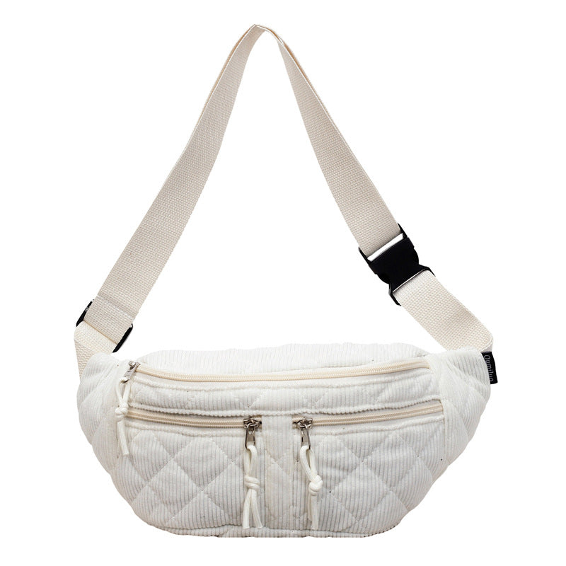 Sac de poitrine en coton massif de couleur basse Niche-design Épaule et corps croisé polyvalent et facile T