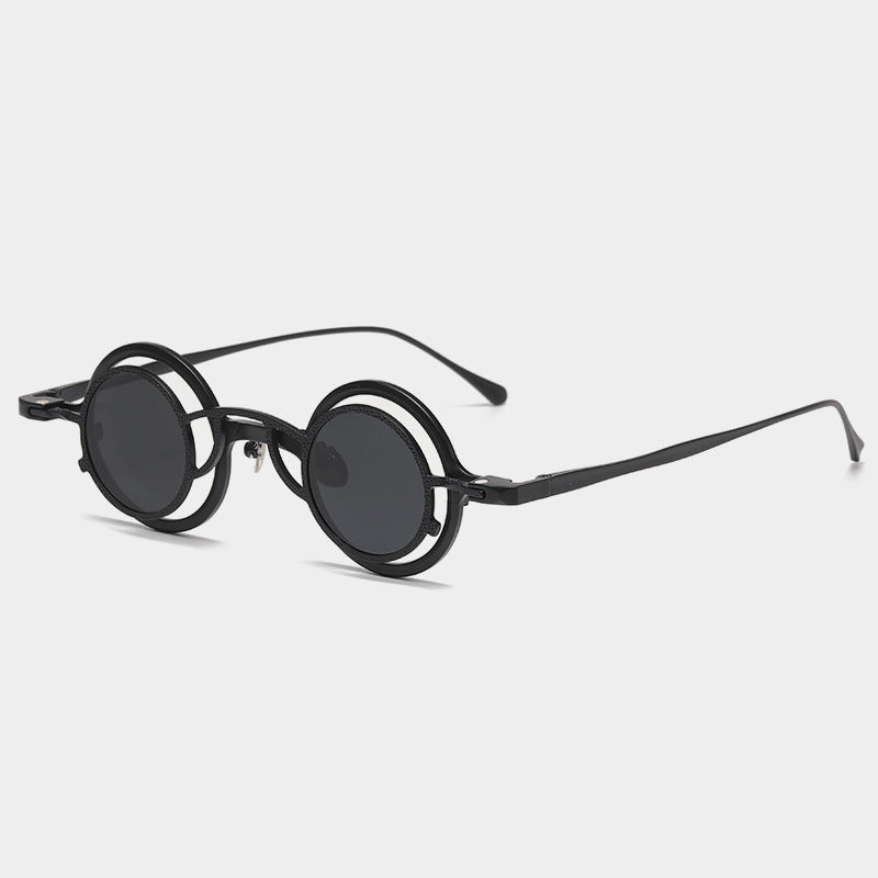 Lunettes de soleil de forme ronde en titane pur Rétro nuances élégantes pour les femmes