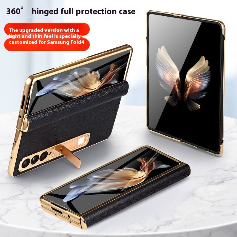 Étui de téléphone en cuir véritable F pliable écran amélioré anti-chute