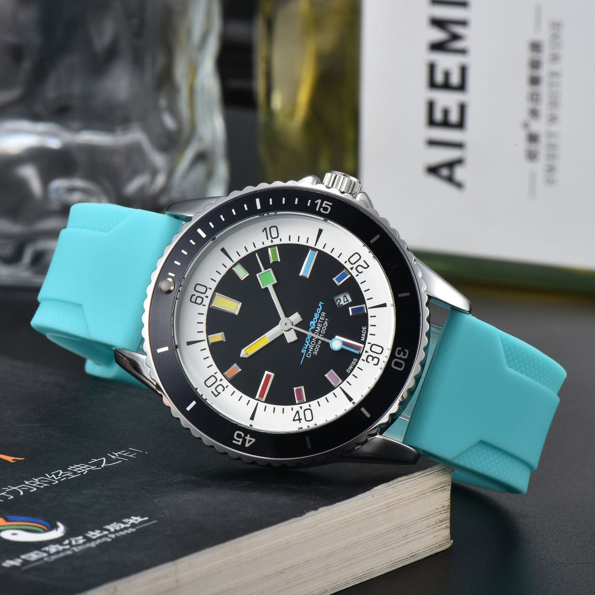 Montre Quartz homme élégant avec une sangle en silicone