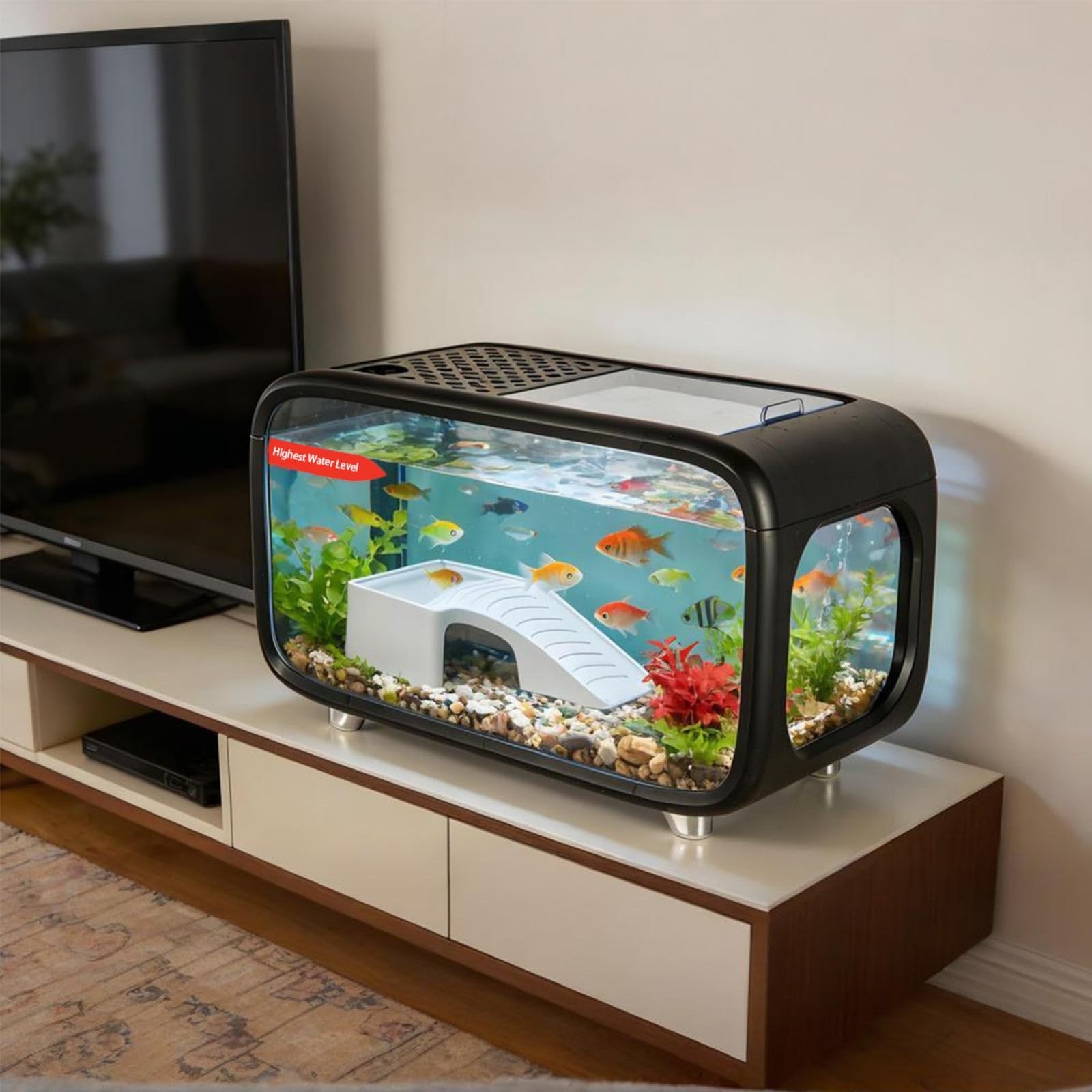 Compact Betta Fish Tank Kit Clear Desktop Aquarium With Ecological Cycle System