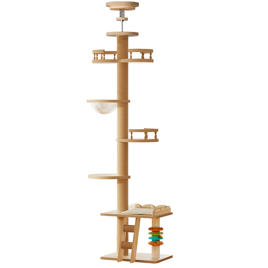 Arbre de chat réglable en hauteur de plancher à encaissement en panneau MDF