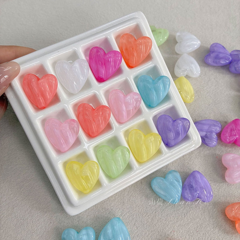 Perles de coeur en acrylique à deux tons