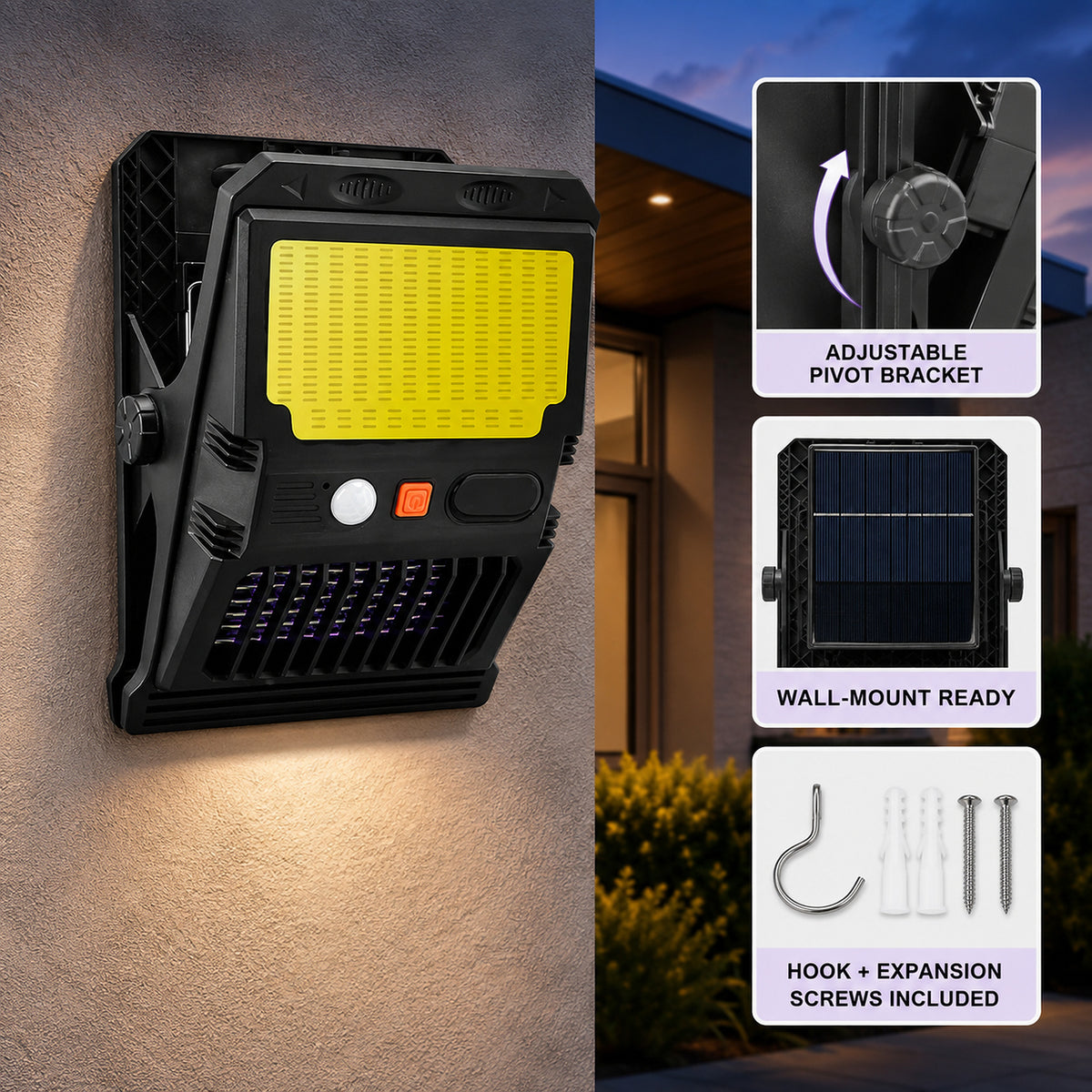 Solar Powered Rechargeable Motion Sensor COB Garden Light W7105 2 For Yard Decoration LED