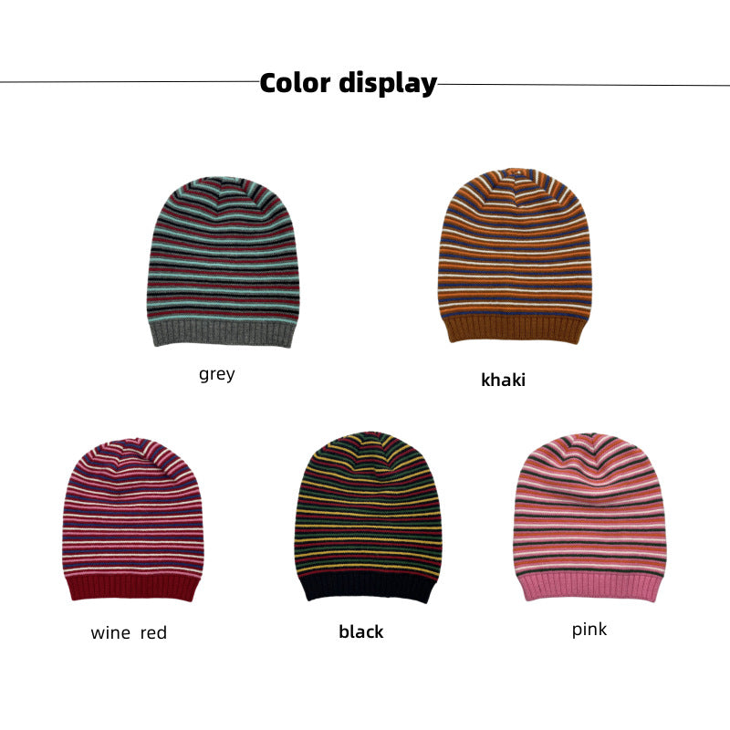 Chapeau de woolen à mailles rayées