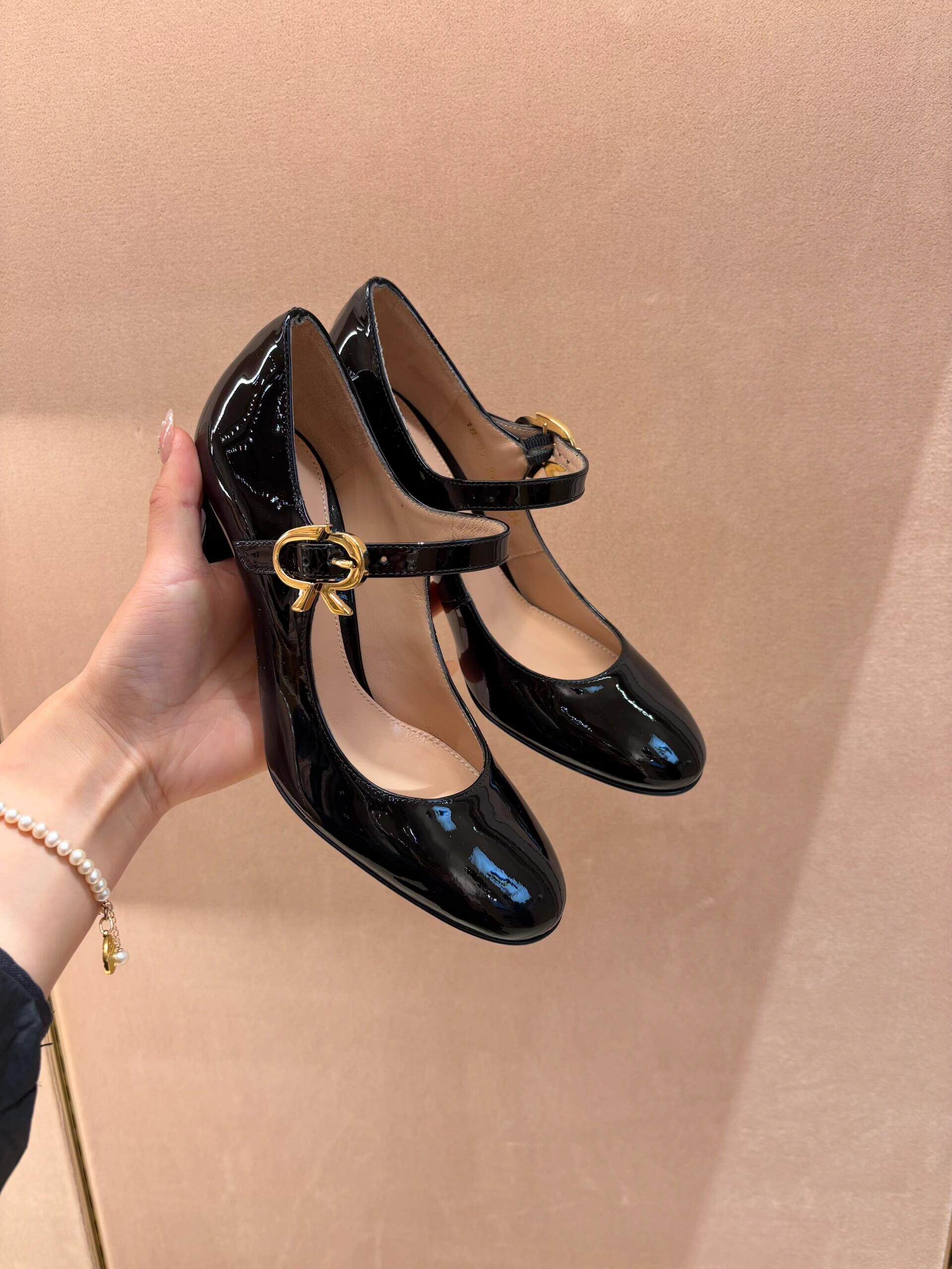 Super populaire Mary Jane Haut Talon Chaussures Femmes Été Français Block Talon en cuir Chaussures Retro