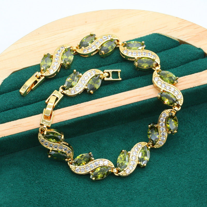 Anti-allergie AAA Zircon Bracelet Collier Anneau Boucle d'oreille Ornement Ornement