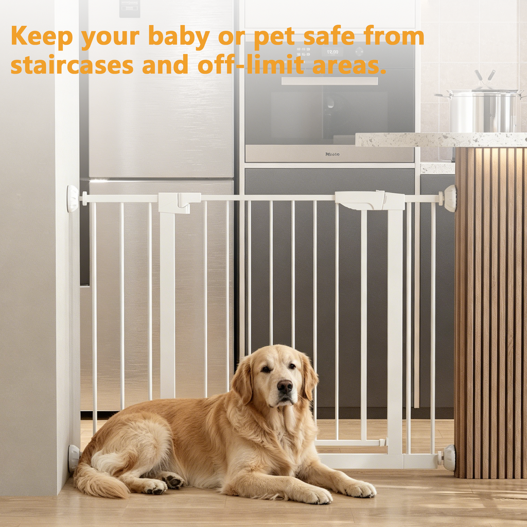 29,5-45,3" Wide Baby Gate avec protecteur mural pour escaliers
